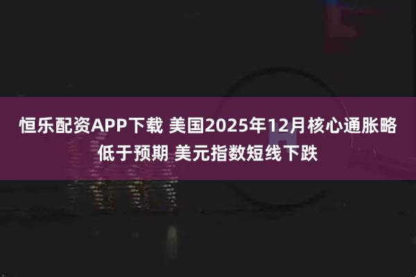 恒乐配资APP下载 美国2025年12月核心通胀略低于预期 美元指数短线下跌
